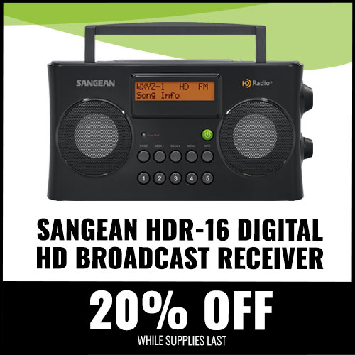 20% Off Sangean HDR-16 digital HD Broadcast Receiver While Supplies Last!