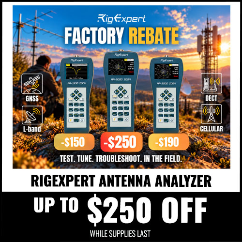 Up to $250 Off RigExpert Antenna Analyzer While Supplies Last