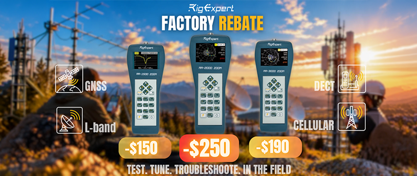 RigExpert Factory Rebate on Green ZOOM Antenna Analyzers Up to 250 Off
