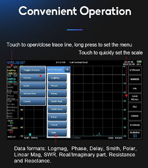 image displaying the touch screen menu