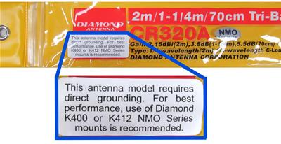 Diamond Antenna CR320BNMO Diamond Antenna Tri-Band Mobile Antennas | DX ...