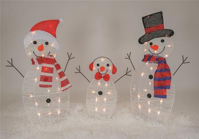 2D Snowman Family Tinsel-Light Display