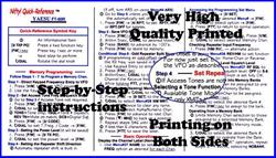 NIFTY QR-VX3R VX-3R Nifty Quick Reference Card 