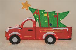 2D Fabric Truck with Tree Tinsel-Light Display SUM-20557