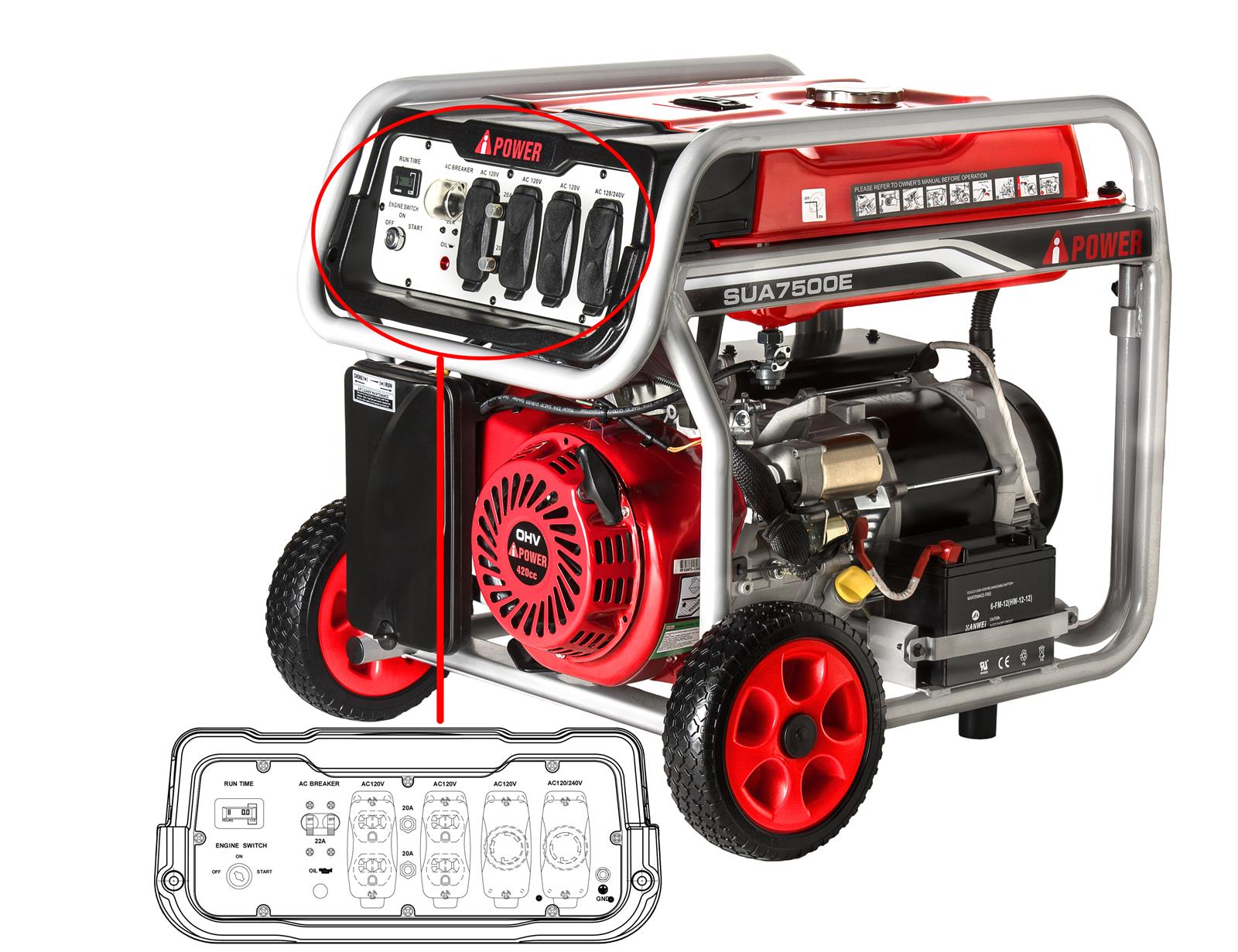 A-iPower SUA7500E A-iPower Portable Generators | DX Engineering