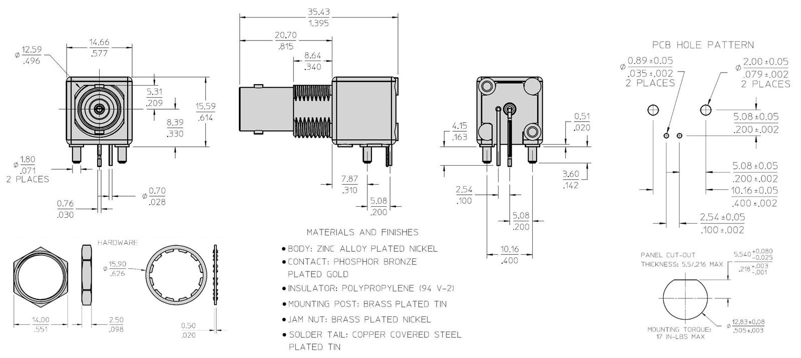 DX Engineering DXE-HP0138 DX Engineering PCB Mount Right Angle BNC