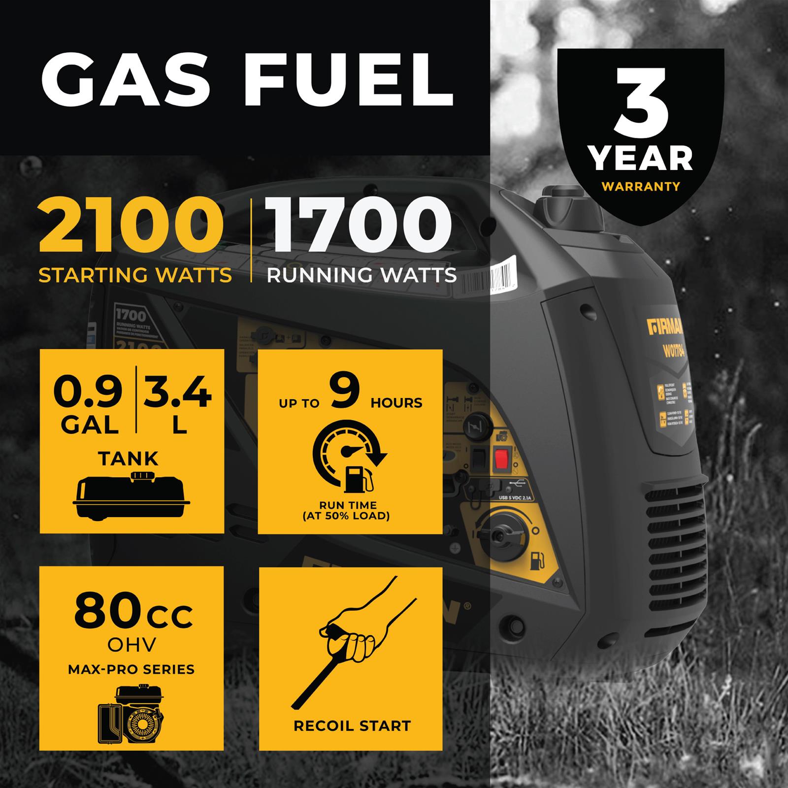 Firman W01784 Firman Inverter Portable Generators | DX Engineering