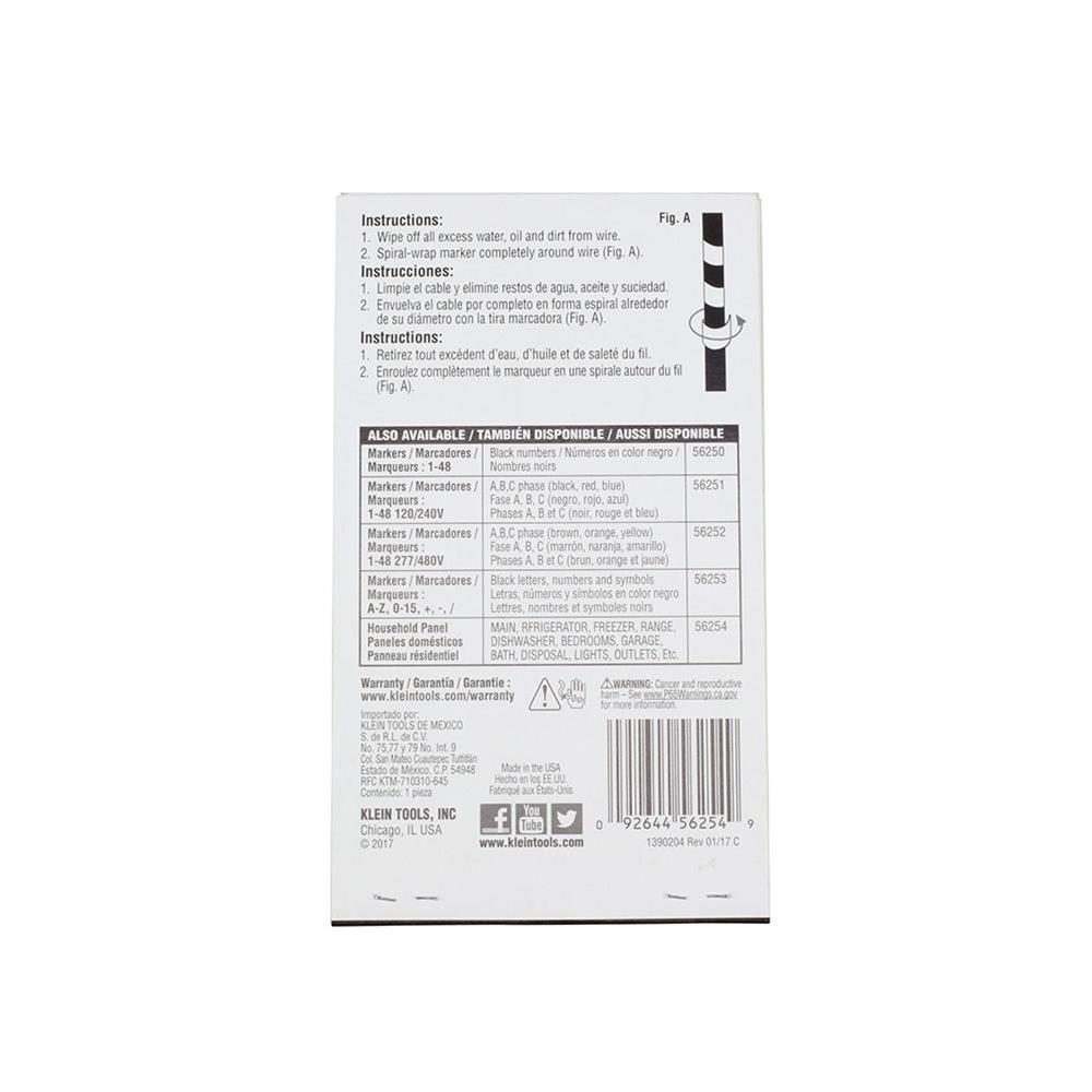 Klein Tools 56254 Klein Tools Wire Marker Household Electrical Panel ...