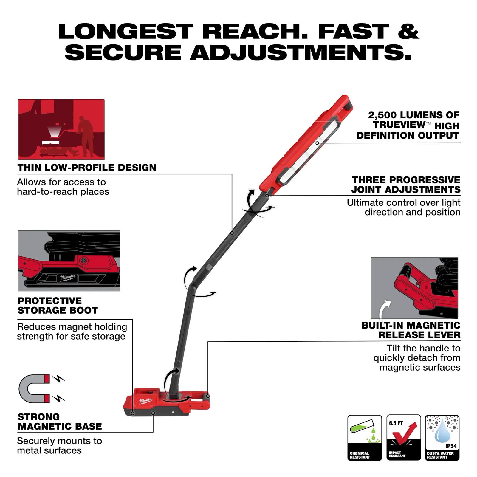ma-- Milwaukee 2129-20 M18 Magnetic Extendable Articulating 2,500-Lumen