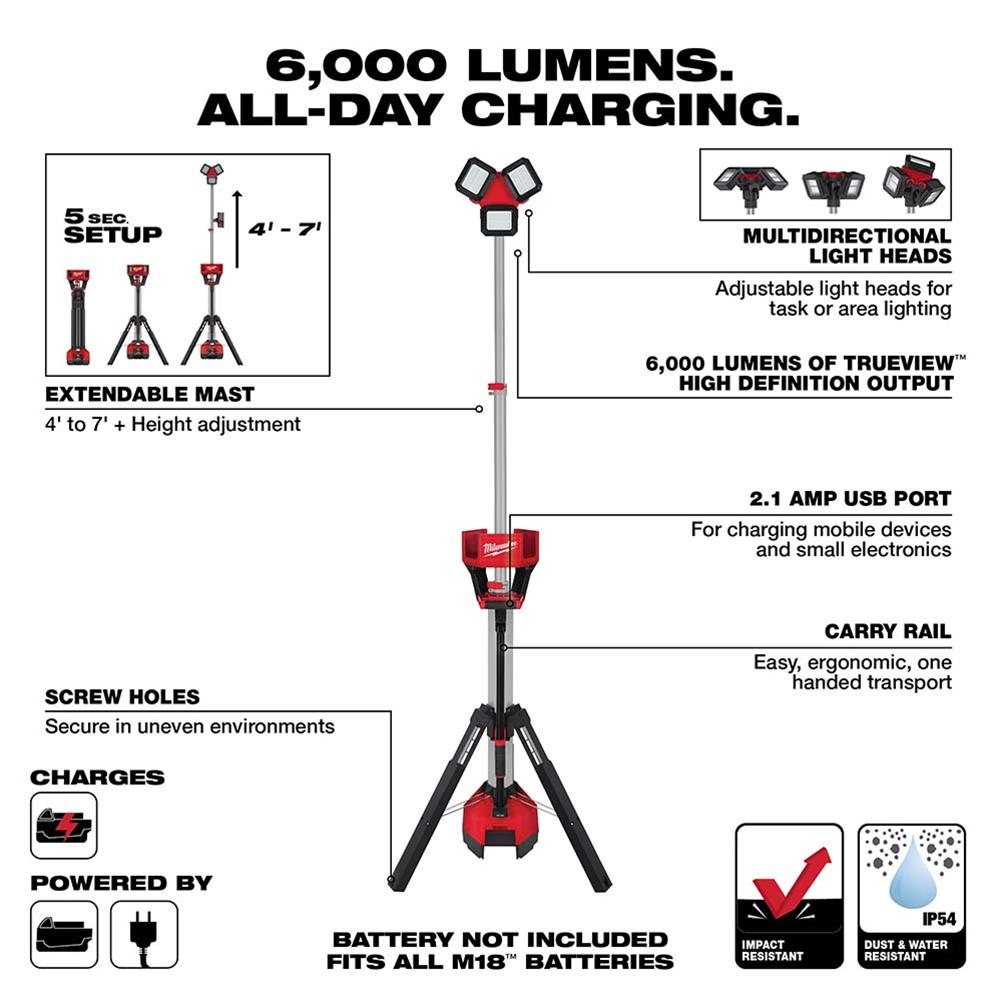 Milwaukee Tool 2136-20 Milwaukee M18 ROCKET Tower Lights | DX