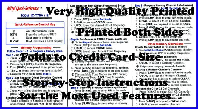 Nifty Accessories Quick Reference Cards QR-ICT70