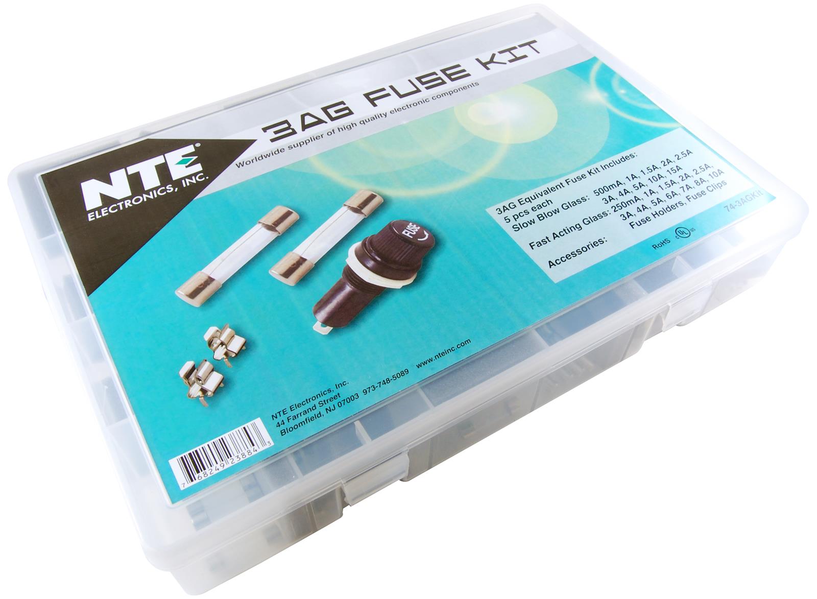 NTE Electronics Inc. 743AGKIT NTE Electronics 3AG Glass Body Fuse Kits