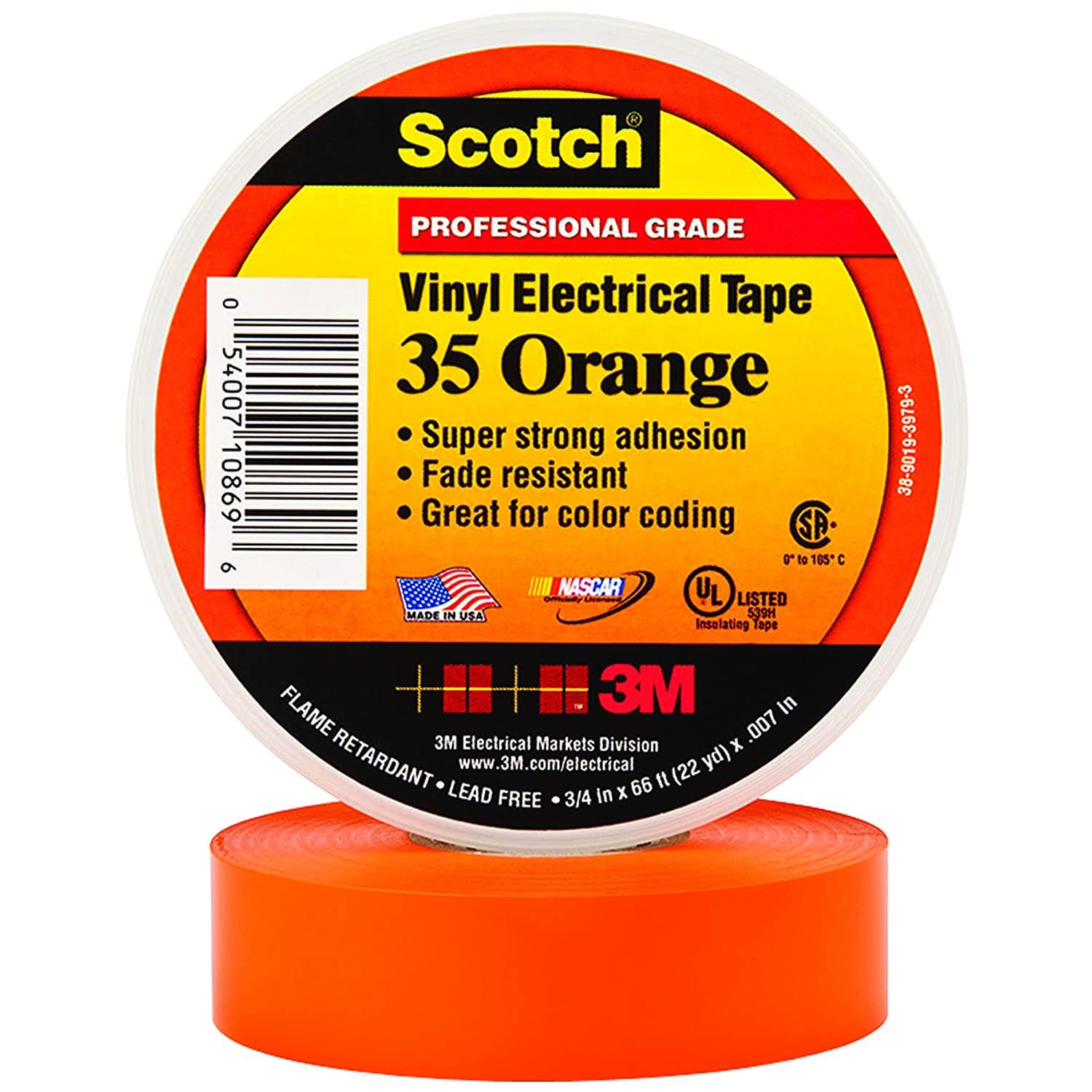 3M 35-3/4X66FT-OR 3M Products Scotch Multi-Colored Premium Vinyl Electrical  Tape